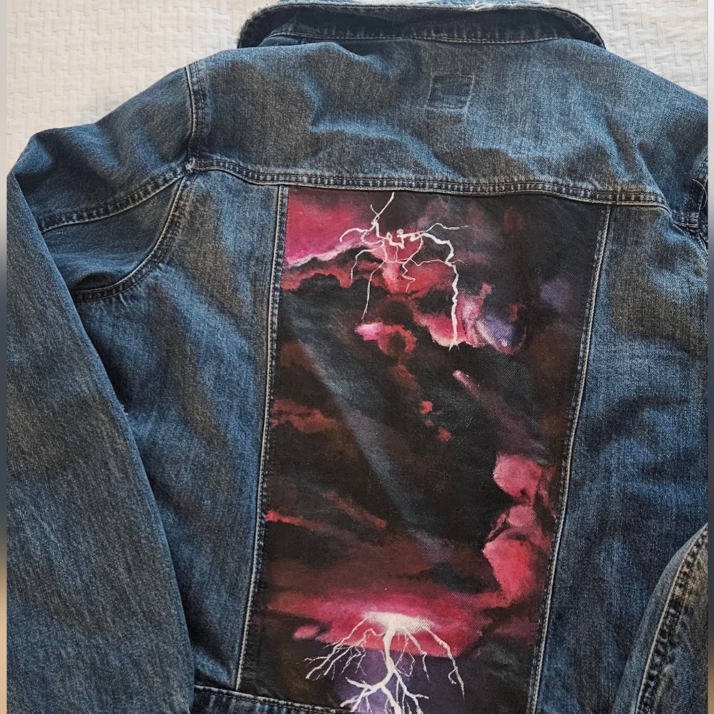 Custom Painted Denim Jacket XL